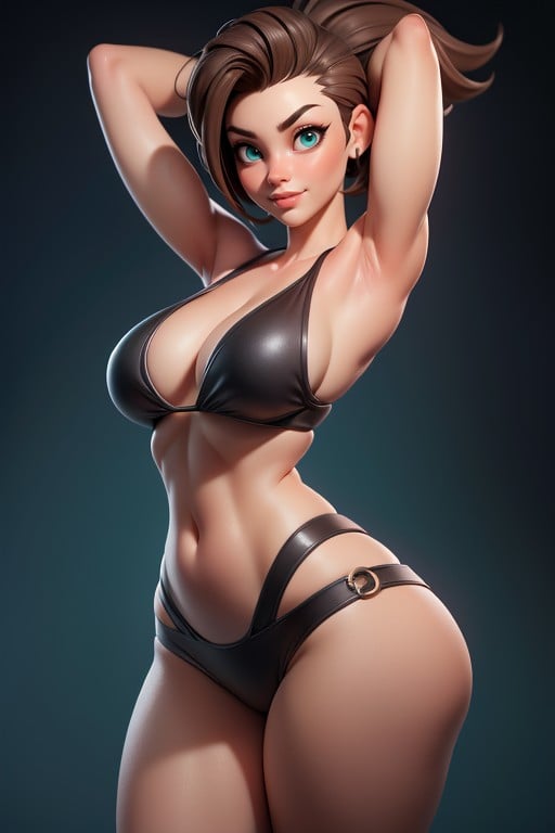 Thick Thighs, Thick, Sexy Smile Rear View Hentai AI Porn