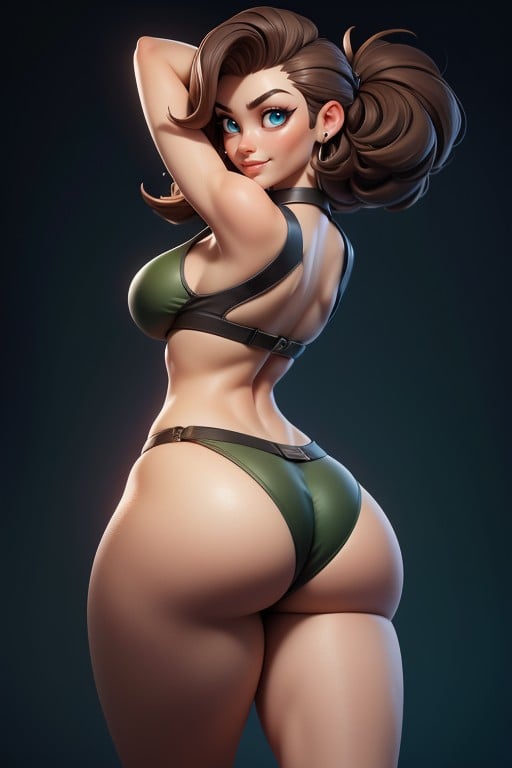 Gi Joe Beautiful Gorgeous Face, Sexy Smile Rear View, Rear View Of Large Round Ass Hentai AI Porn