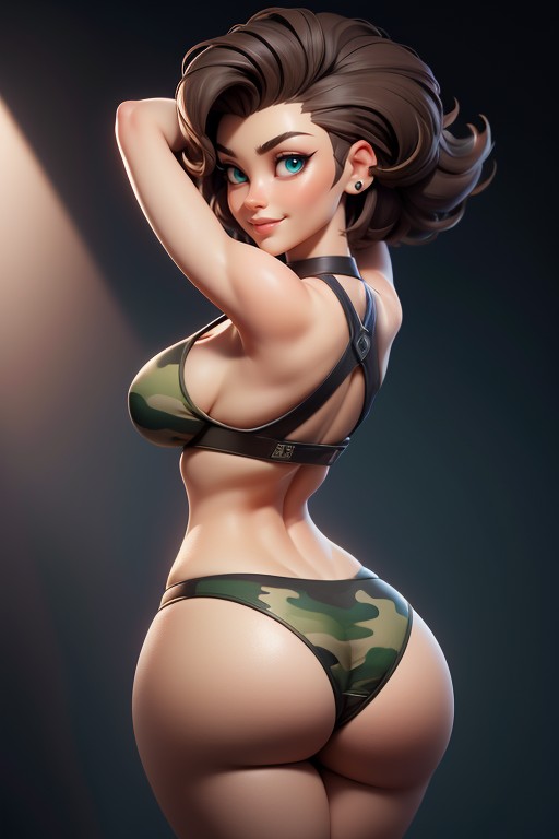 Curvy Hips, Tall Thick And Curvy Perfect Body, Sexy Confident Smirk Expression Hentai IA