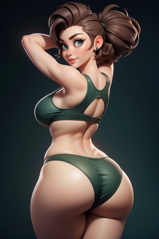 Arms Up In Front Of Face, Buzzcut, Rear View Hentai AI Porn