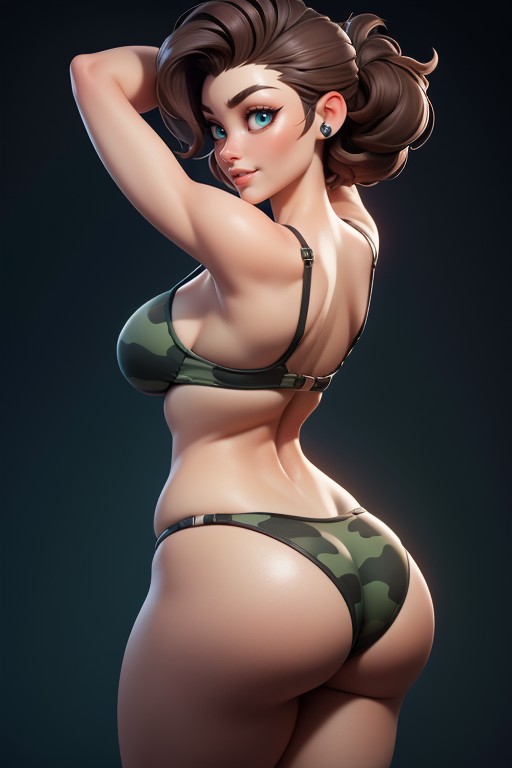 Head Bald On The Sides, Rear View, Arms Up In Front Of Face As Though Hugging Upward Hentai AI Porn