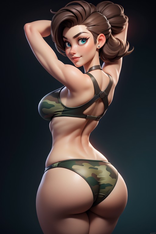 Tall Curvy And Thick With Perfect Proportions, Head Bald On The Sides, Brown Hair In A Mohawk Hair Style Hentai AI Porn