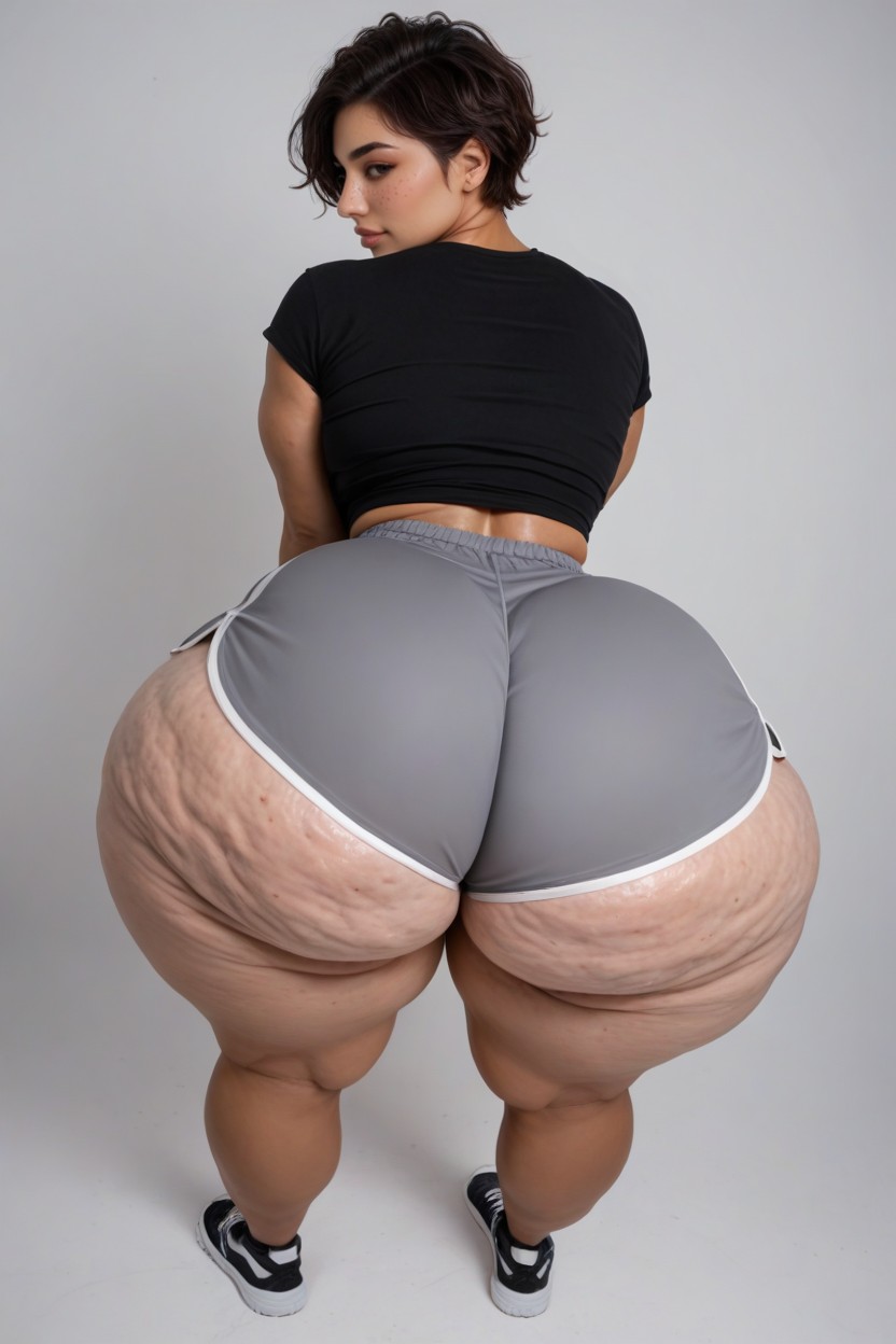 Focus On Sexy Waist, Black Shirt, Curvy Pornografia de IA