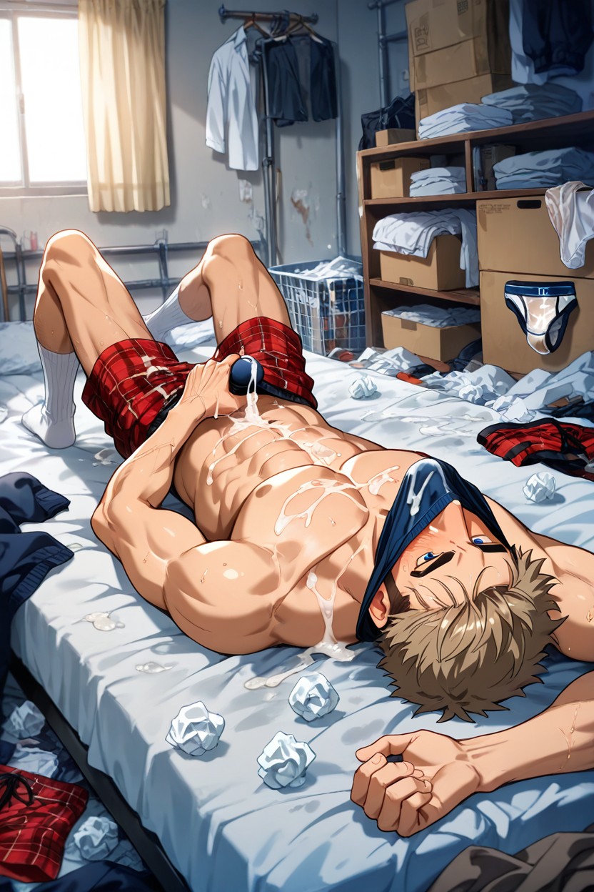 18+, Blue Eyes, Messy Bed AI Gay Porn