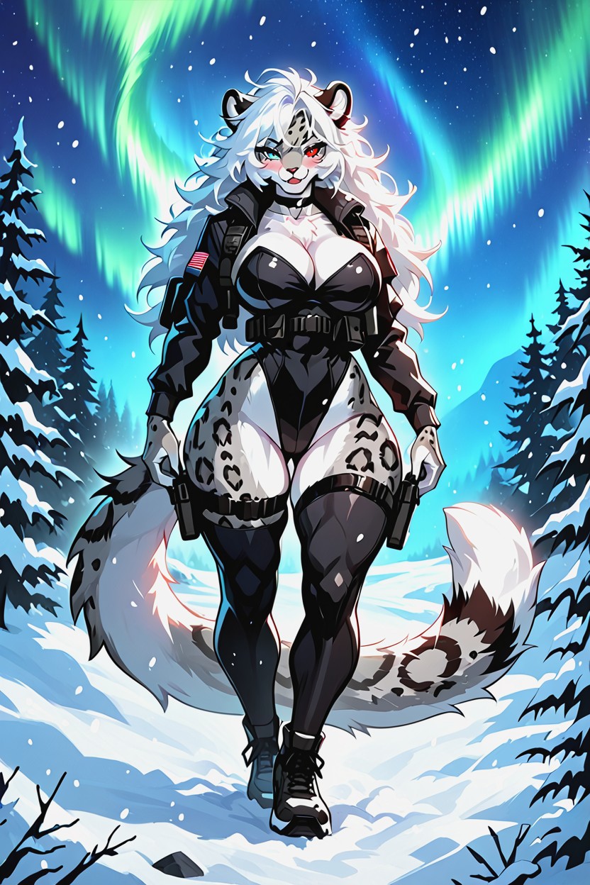 Large Ass, Cute, Snowing Furry AI Porn