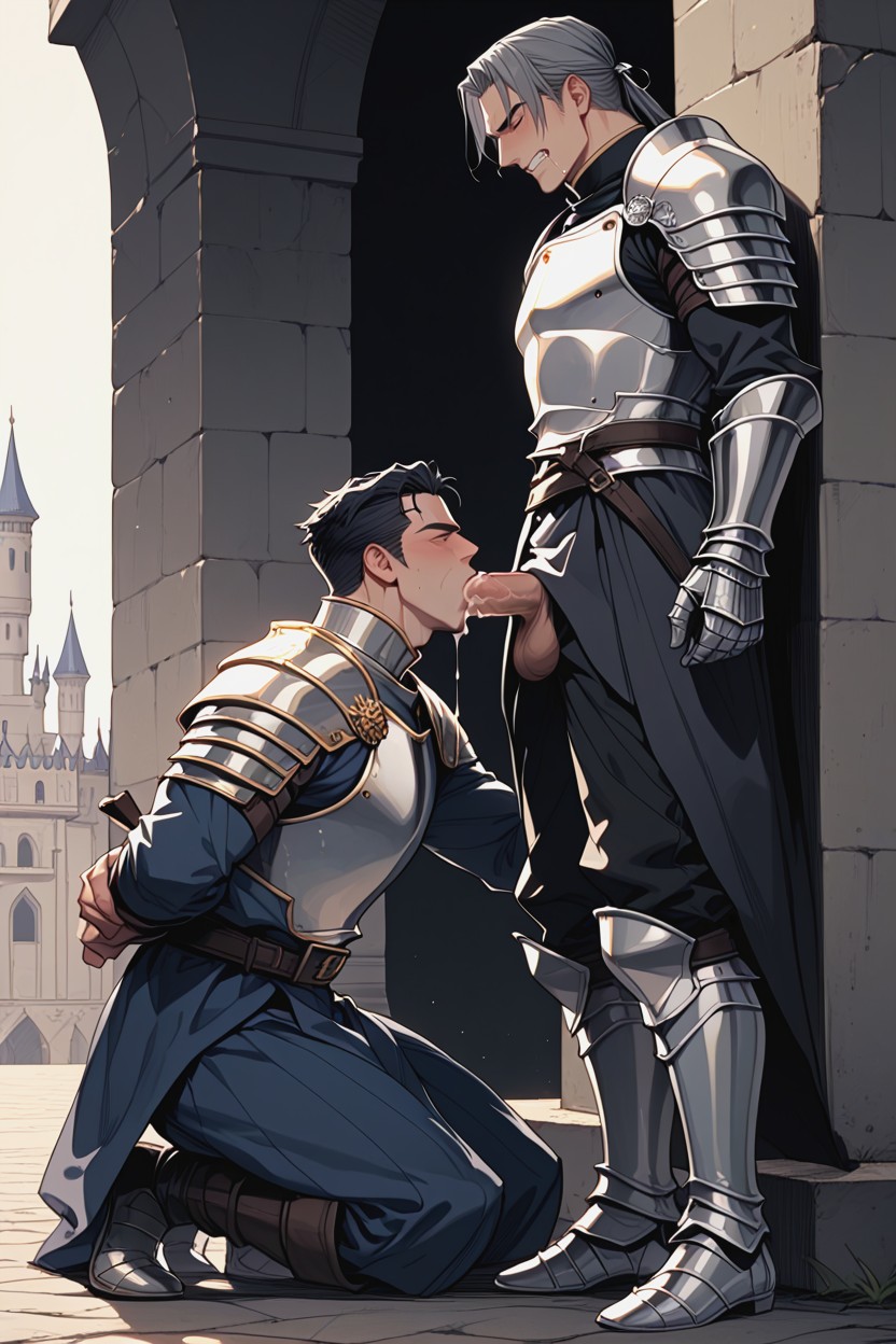 Large, Prince Getting A Blowjob, Prince Is Stand AI Gay Porn