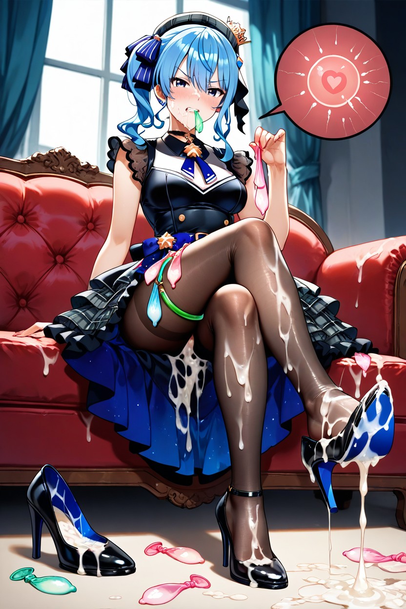 Legs Crossed, Clothes Covered On Semen, Semen On High Heels Hentai IA