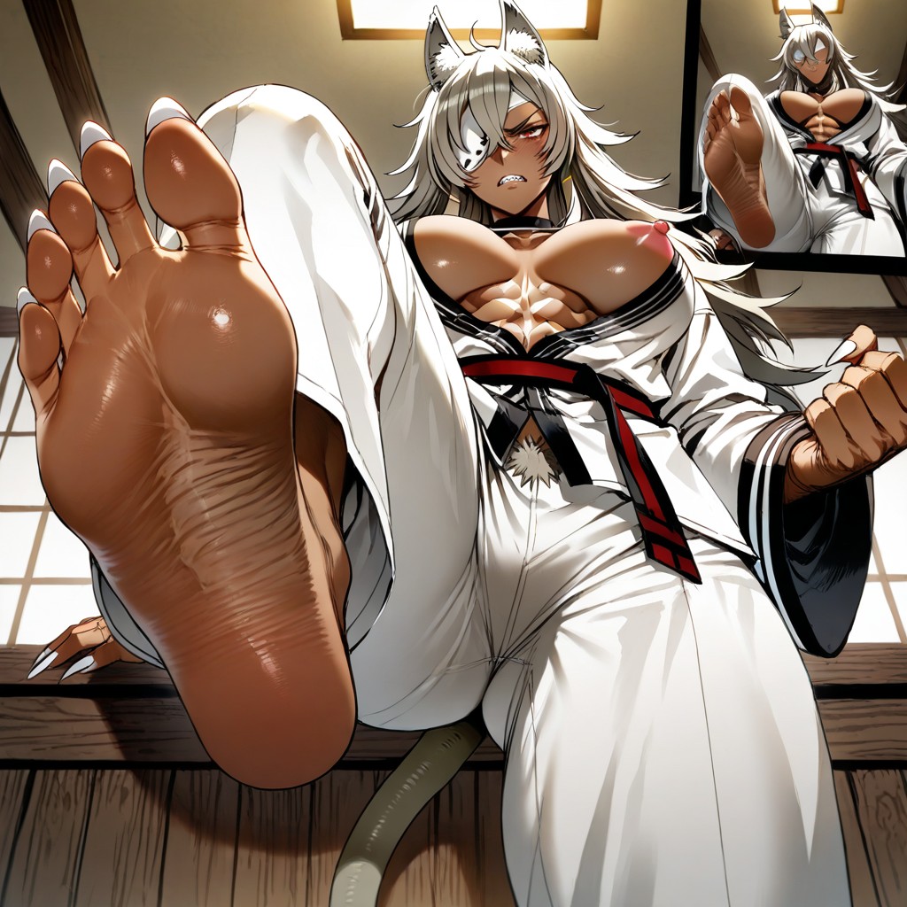 Large Breast, White Pointy Sharp Toenails, Elongated Pointed Toenails Hentai AI Porn