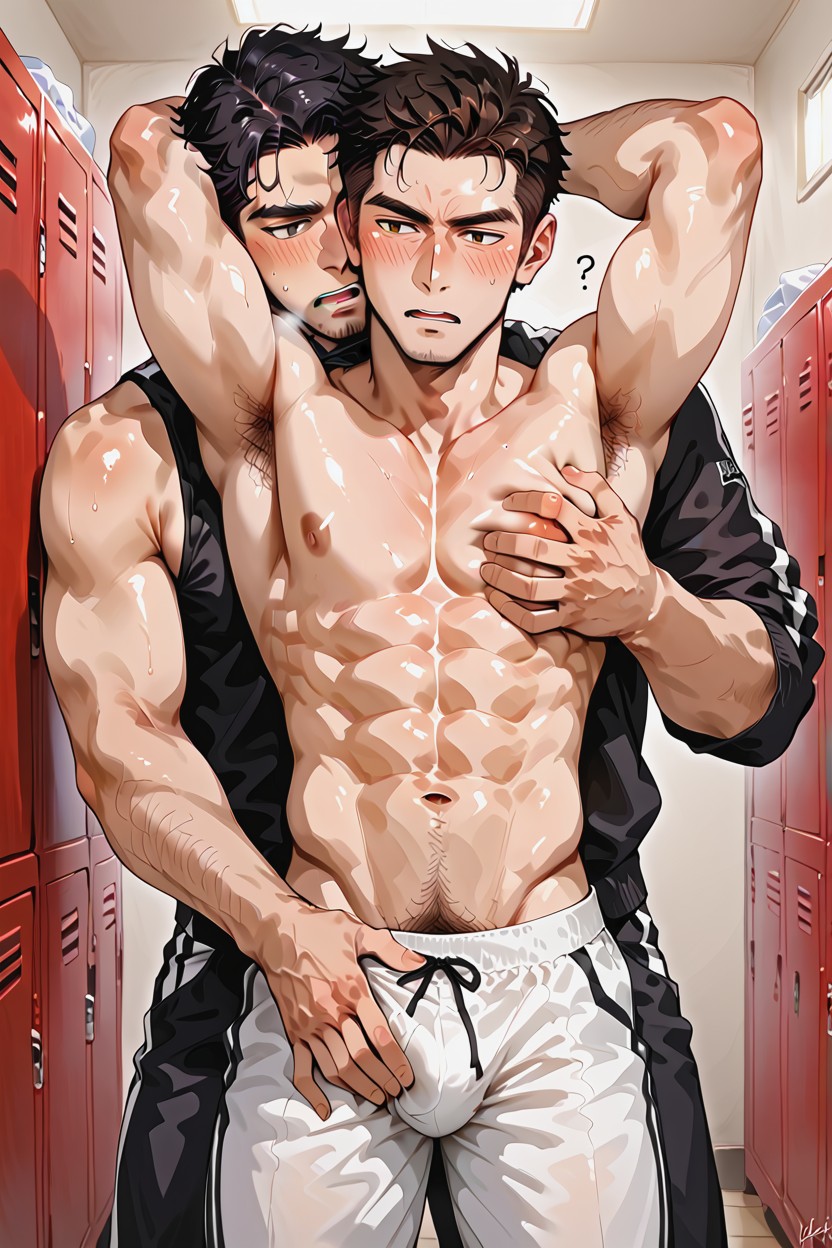 Layered Hair, Confused Face, Put Hand In Underwear AI Gay Porn