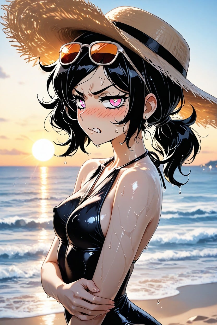 Beach, Erect Nipples, Alone Hentai AI Porn