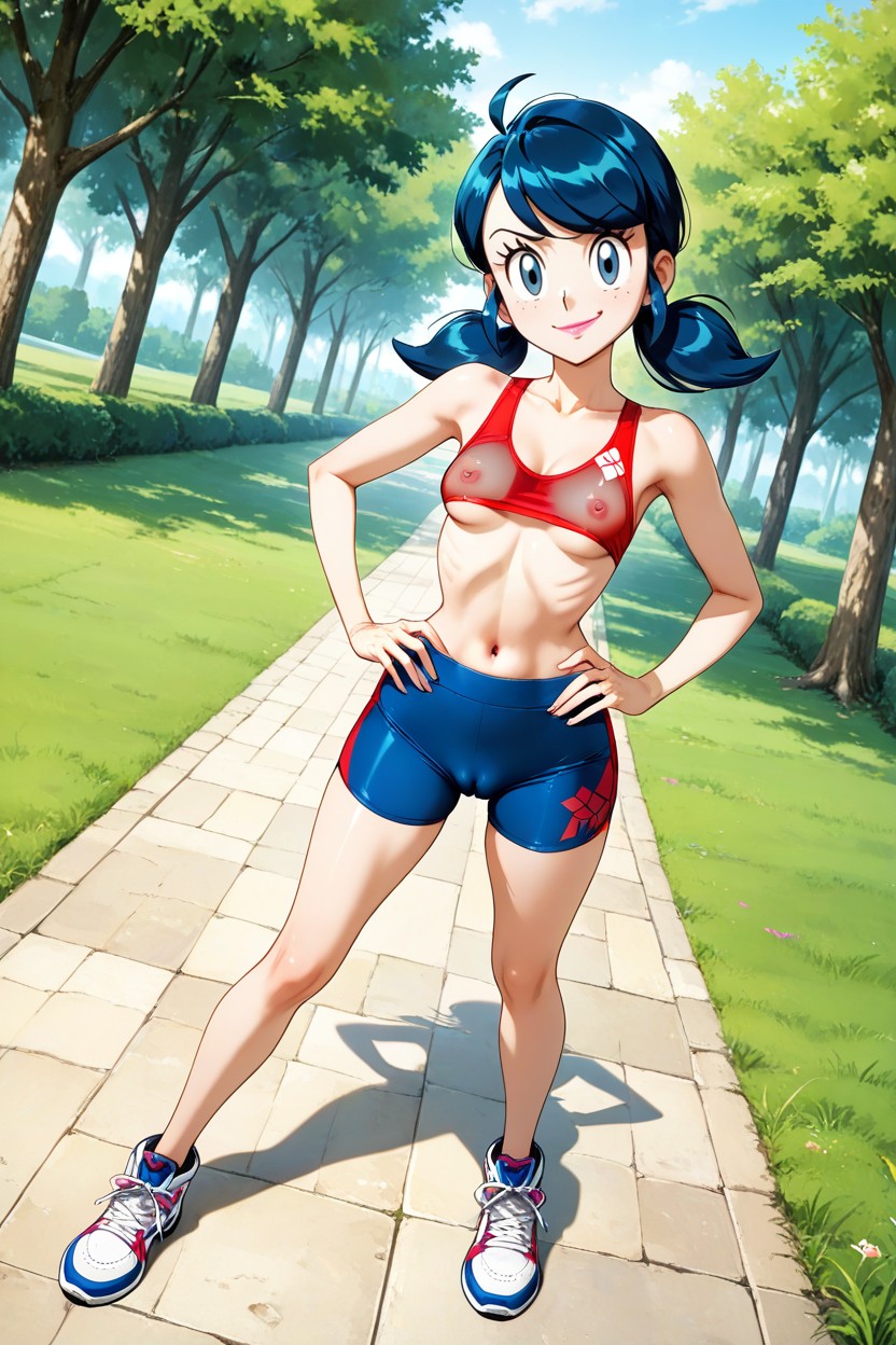 Pecho Inferior Visible, Navel Exposed, Side View Hentai IA