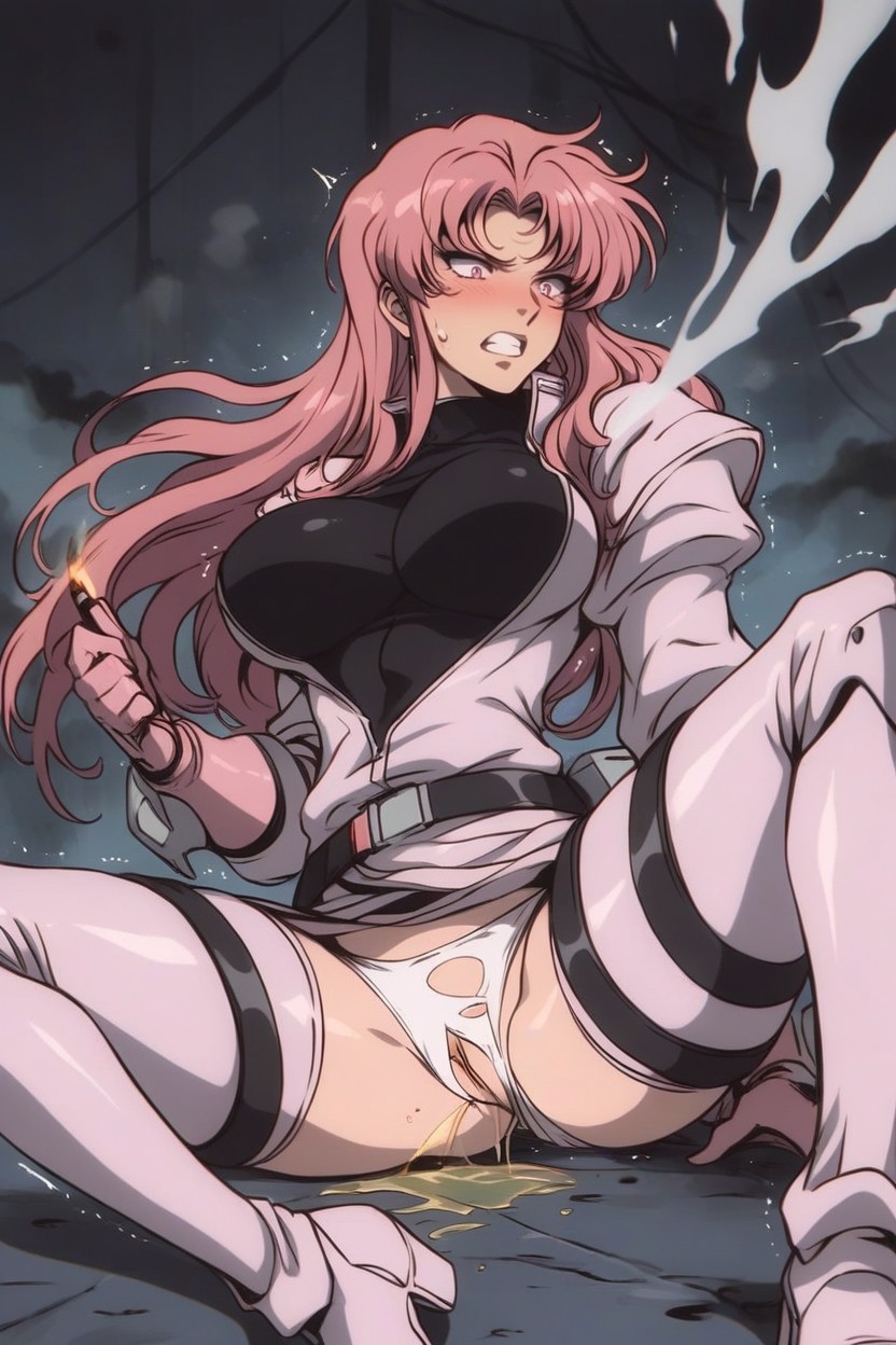 Pink Gloves Gripping Control Yoke, Grated Metal Floor Slick With Fluids, Dynamic Action Scene AI Porn
