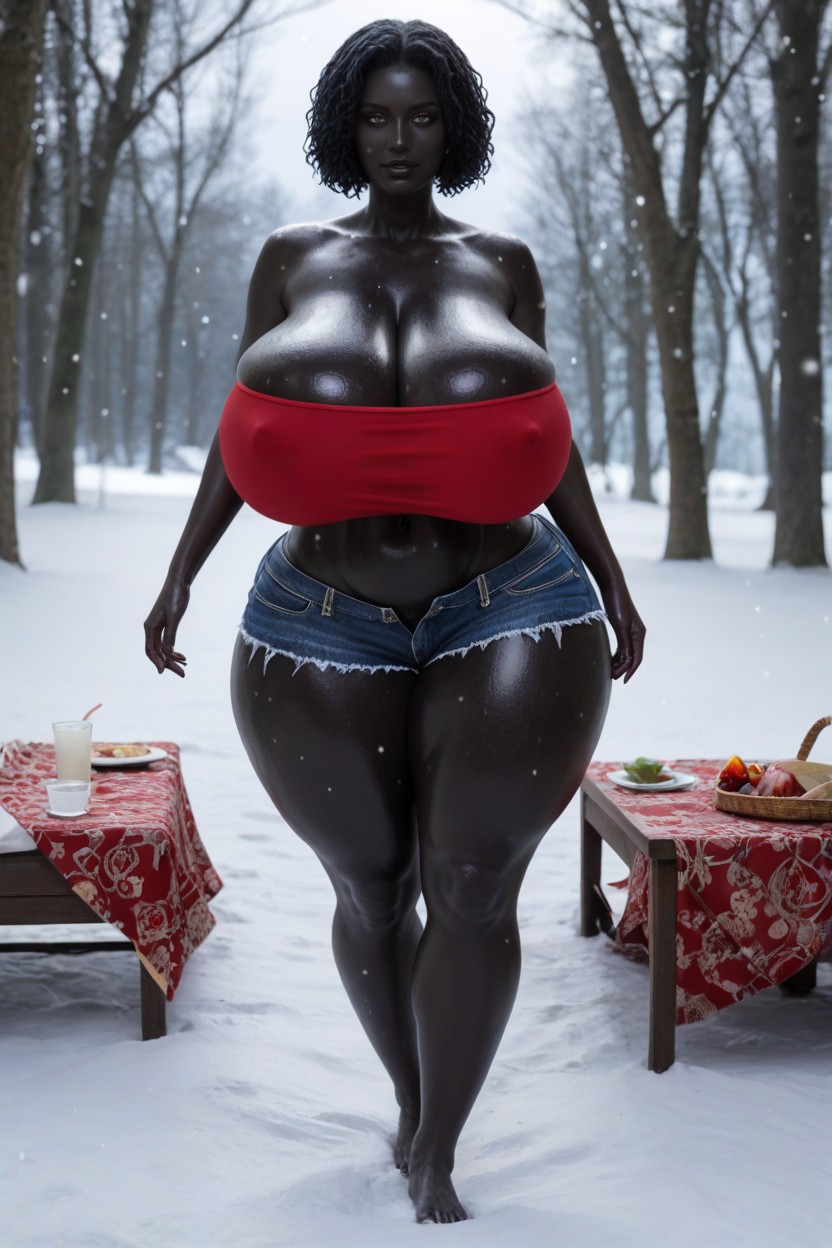 Breast Expansion, Round Boobs, Midnight Black Skin MILF AI Porn