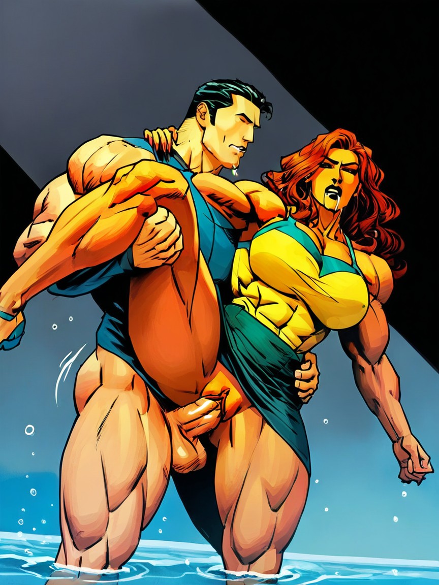 Huge Muscles, Super Well Developed Muscles, Drooling AI Porn