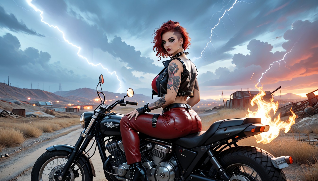 Large Goth Tattoo On Chest, Large Ass, Wasteland AI Porn