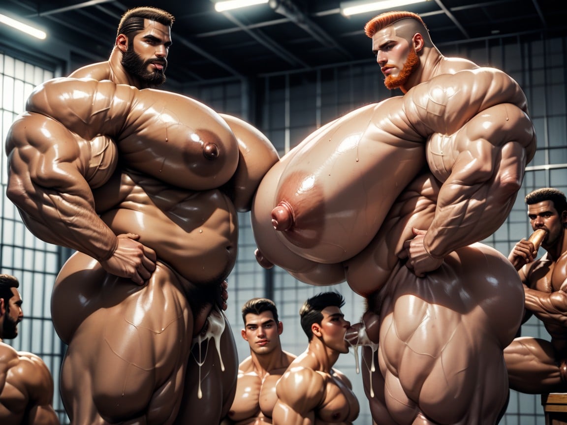 Naked, Three Gay Menhaving Sex, Bearded AI Porn