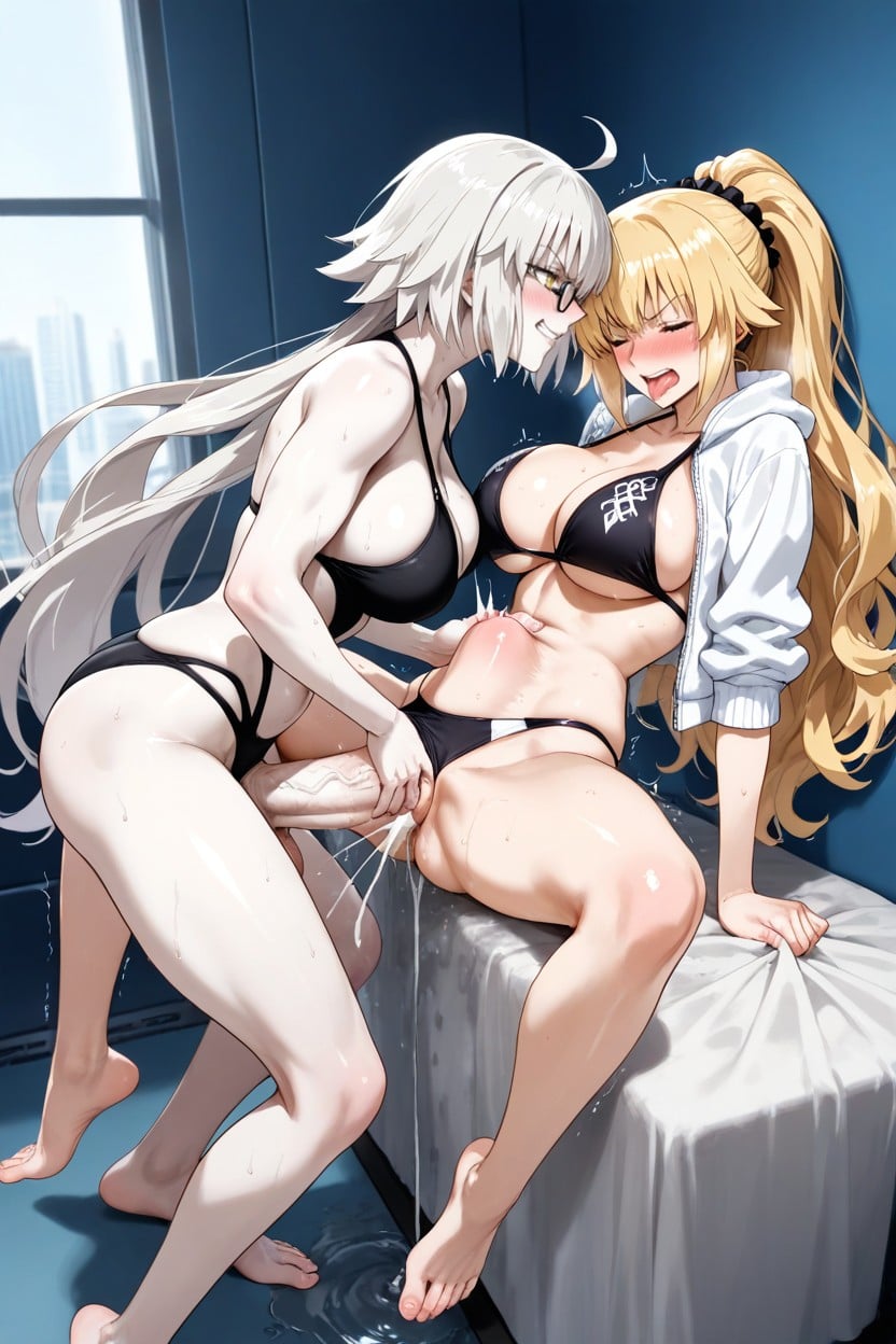 Face To Face, Futanari Blonde Jeanne, Belly Bulge Hentai AI Porn