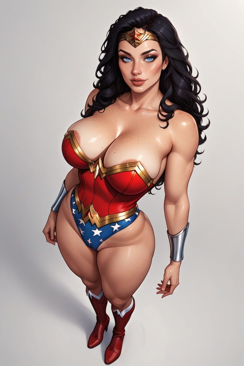 Blue Eyes, Black Curly Hair, Standing AI Porn