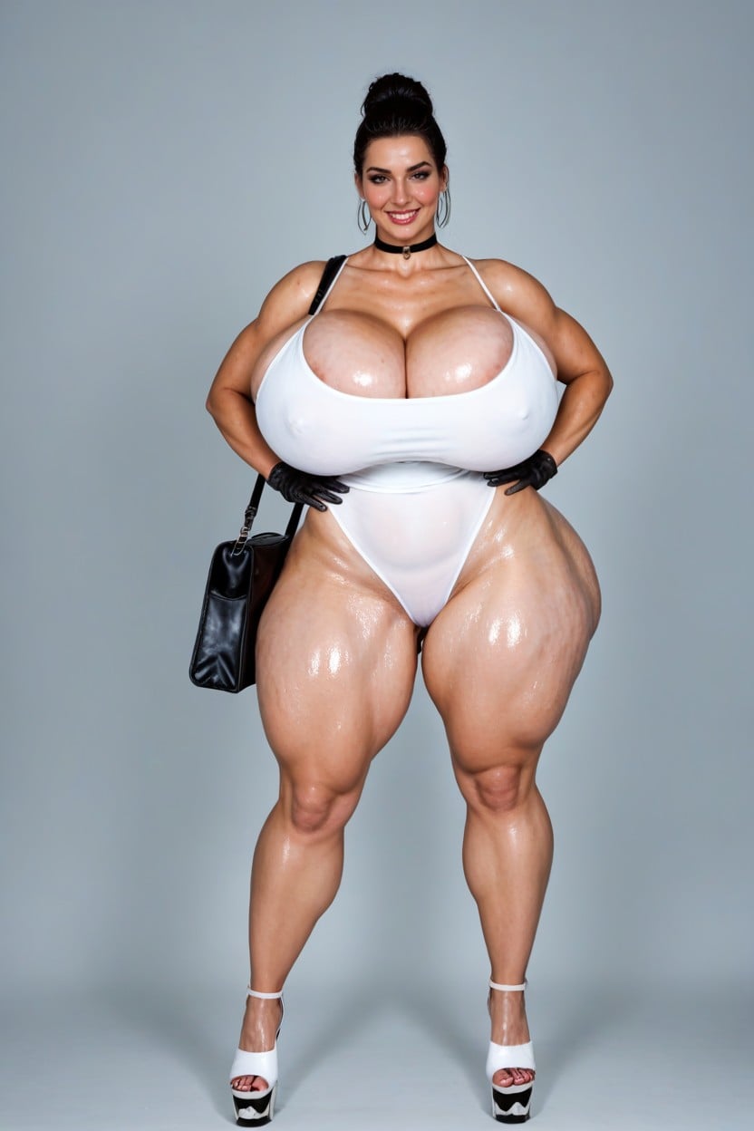 Massive Breasts, Solid Color Background, Choker AI Porn