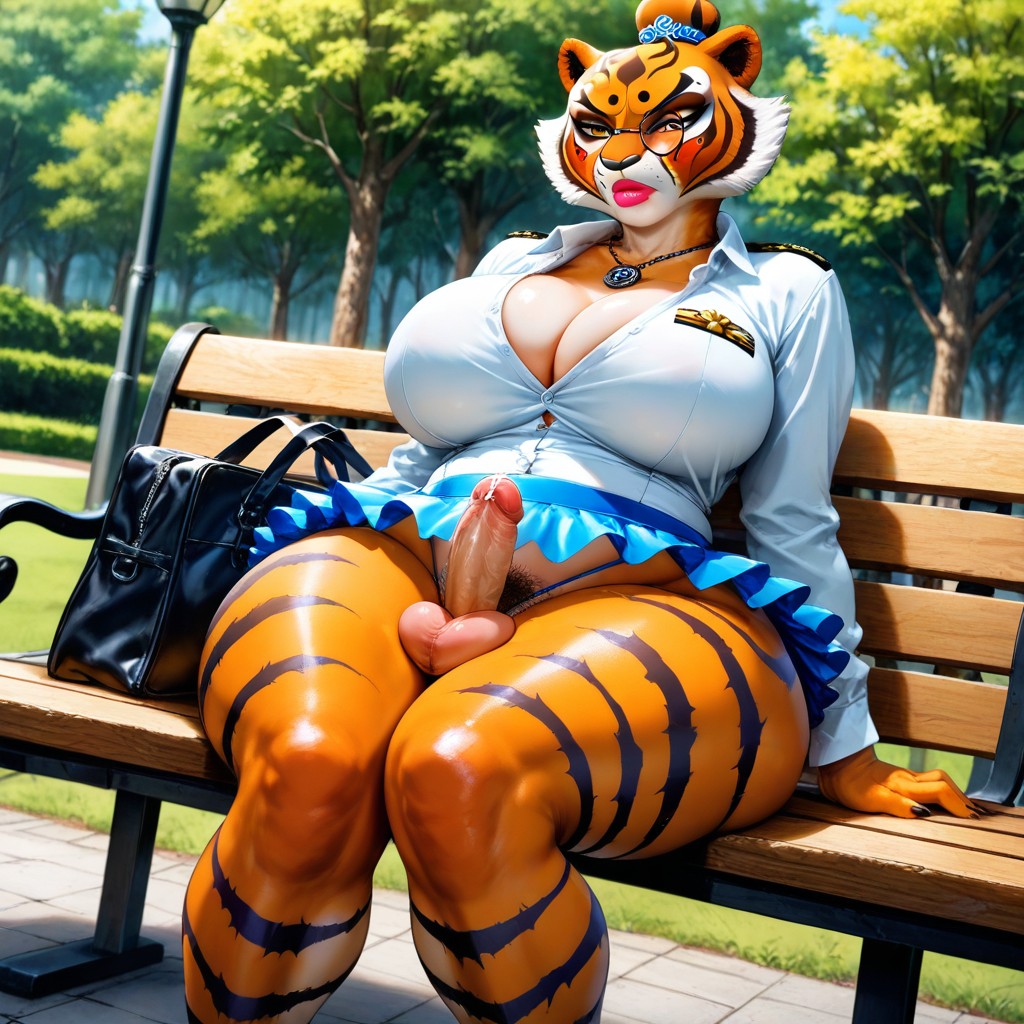 Park, Knees Together, Vello Púbico Hentai IA