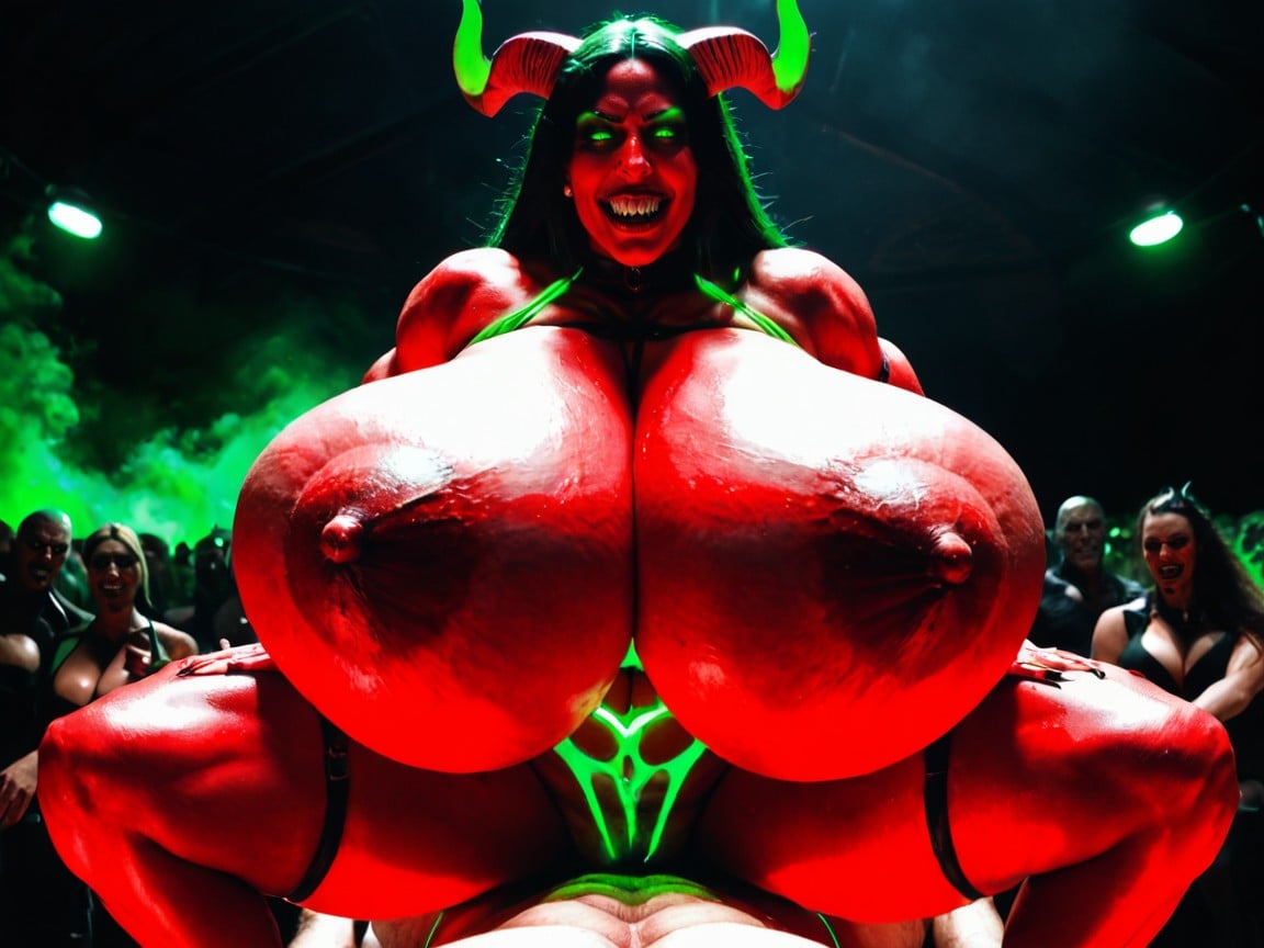 High Resolution, Evil Demonic Face, Cowgirl (3rd Person) AI Porn