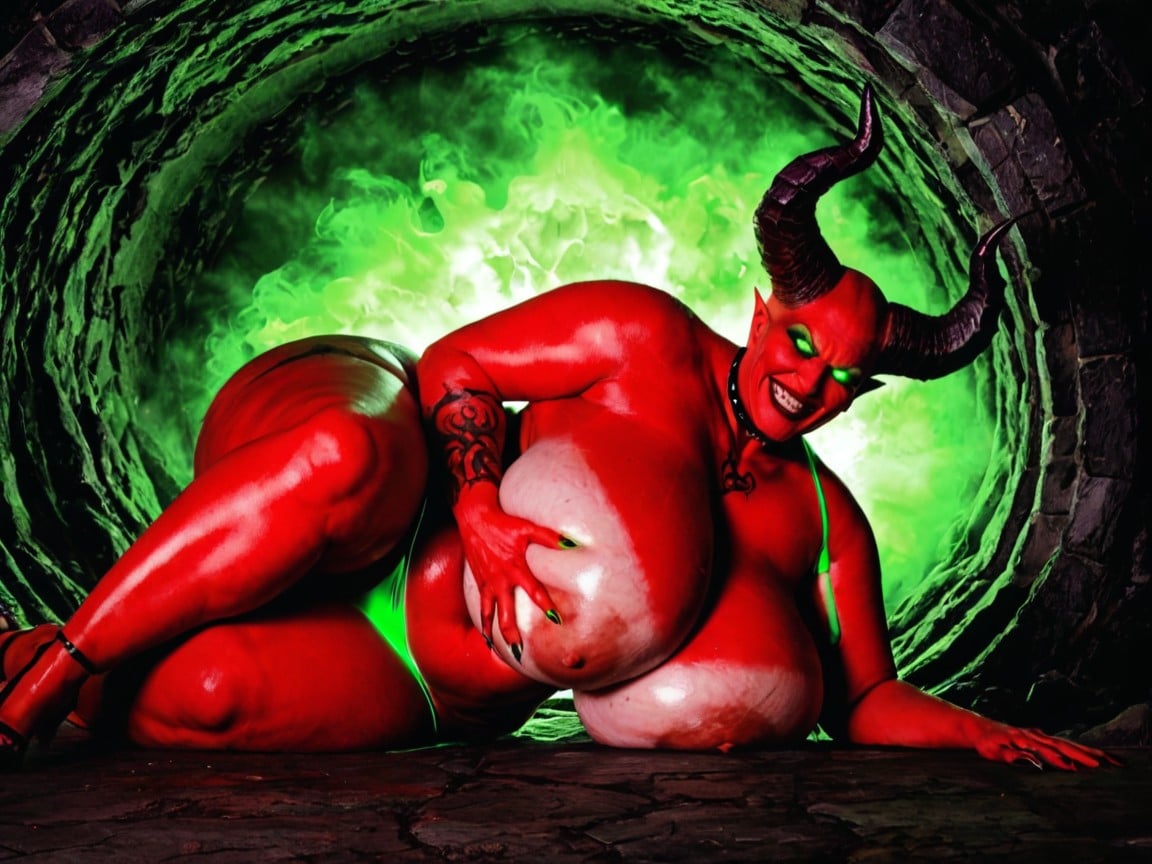 Fluorescent Green Glowing Eyes, Demonic Green Aura, Demon Realm AI Porn