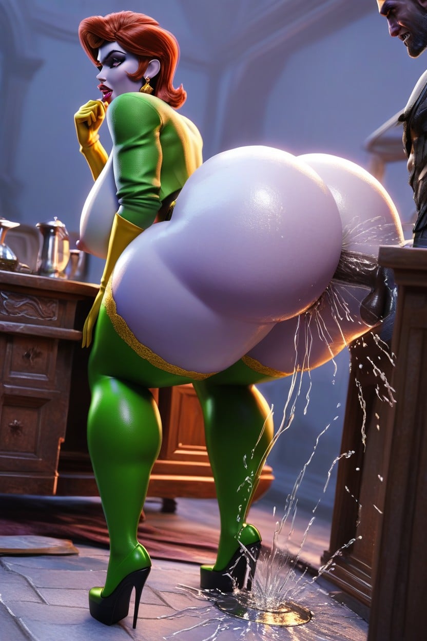 Squirting, Gigantic Ass Bigger Than Your Body, Side View AI Porn