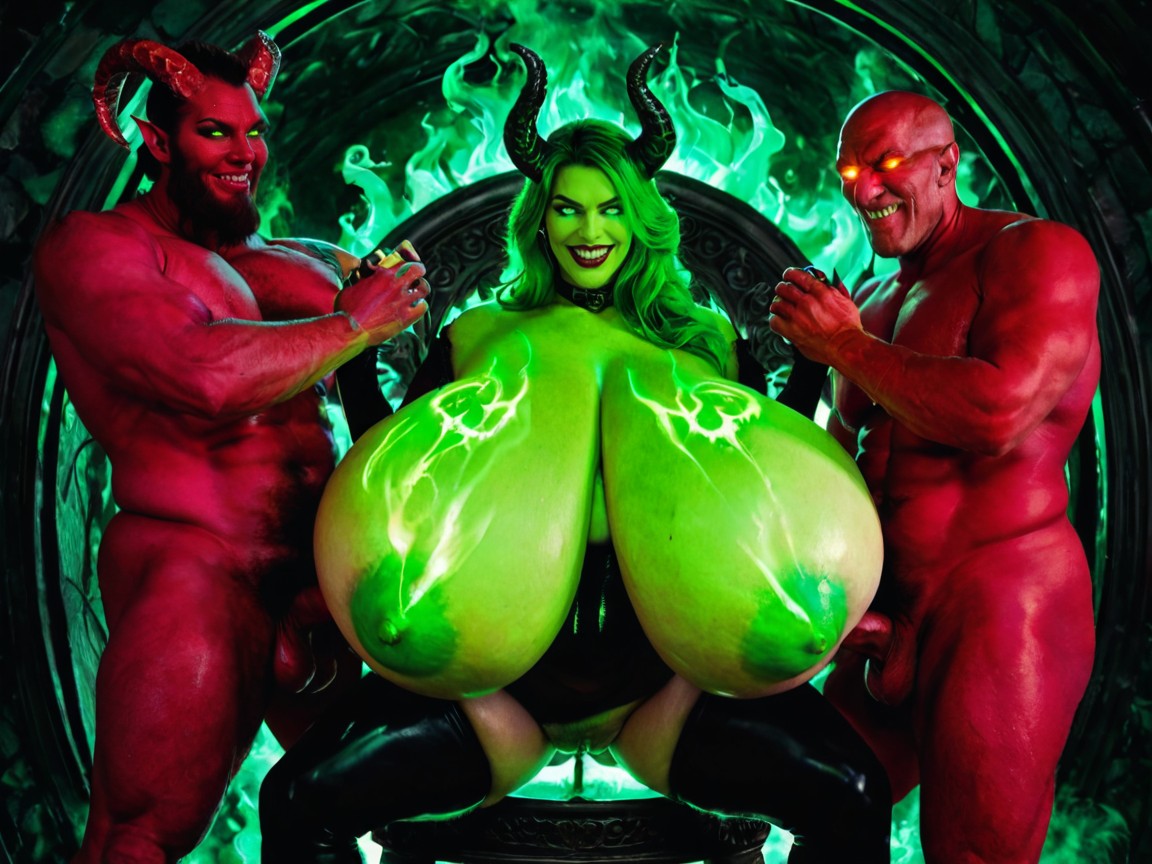 Demon Realm, She Is Bald, Arsch Größer Als Der Torso KI Porno