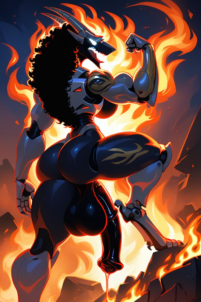 Thick Thighs, Aggressive, Robot Head Furry AI Porn