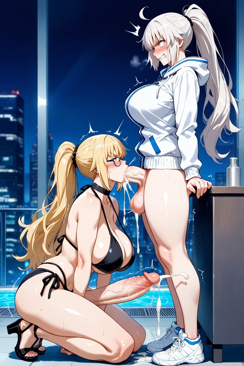 Long Blonde Ponytail Jeanne, Shaking, Aggressive Sex Porno IA Hentai