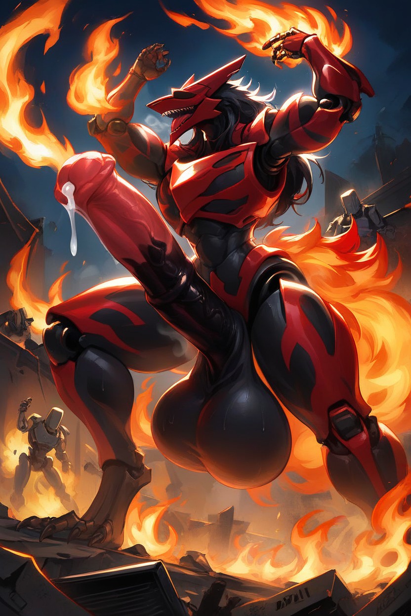 Wasp Waist, Black Skin, Futanari Furry AI Porn