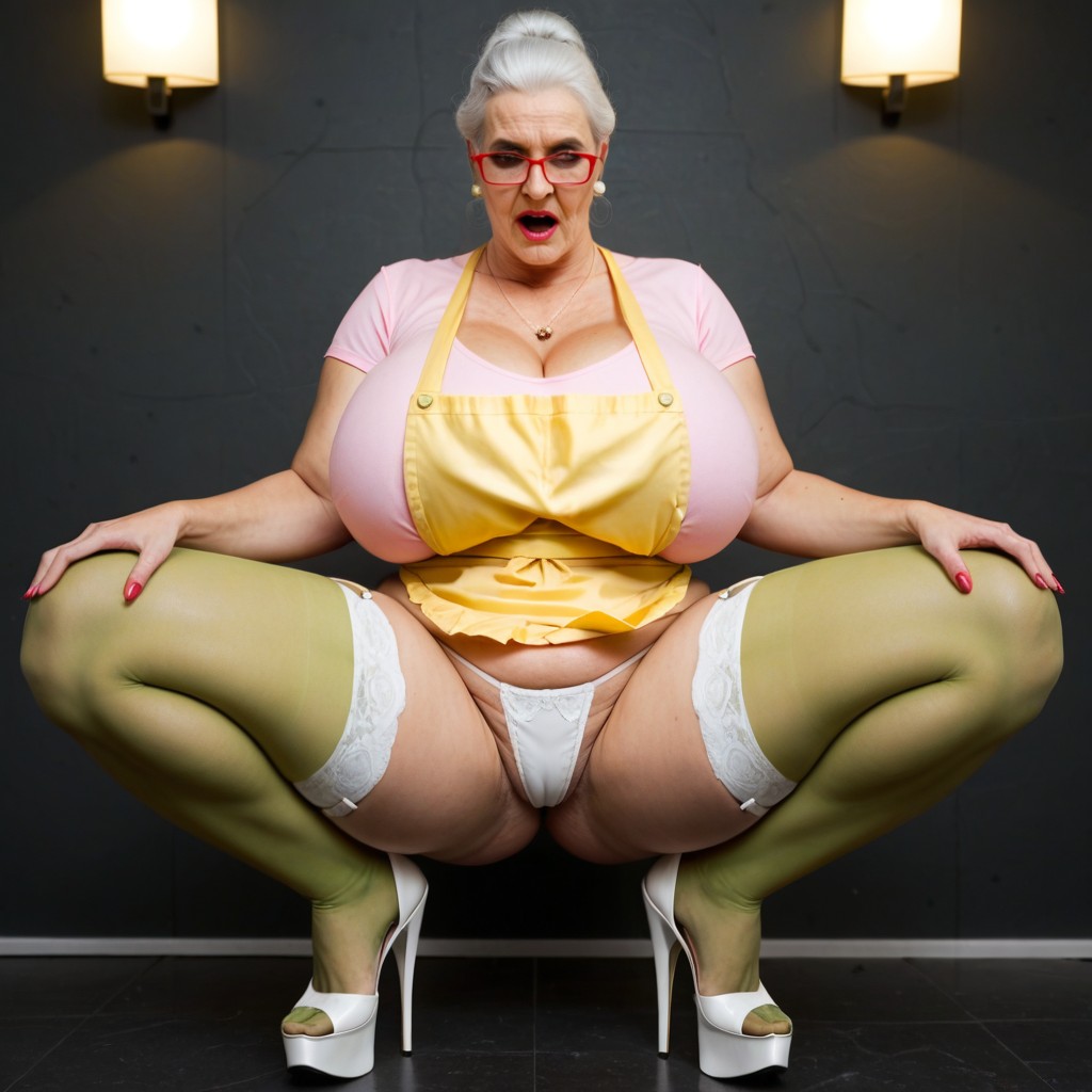 White Stripper Heels, Tight Pastel Pink T Shirt, ガーターベルト AIポルノ