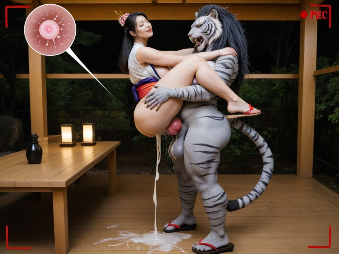X Ray, Carry, Many Furry Anthro Tiger Masturbating Audience AI Porn