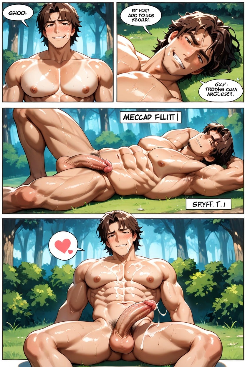 Topless, Developed Abdominal Muscles, Brown Hair AI Gay Porn