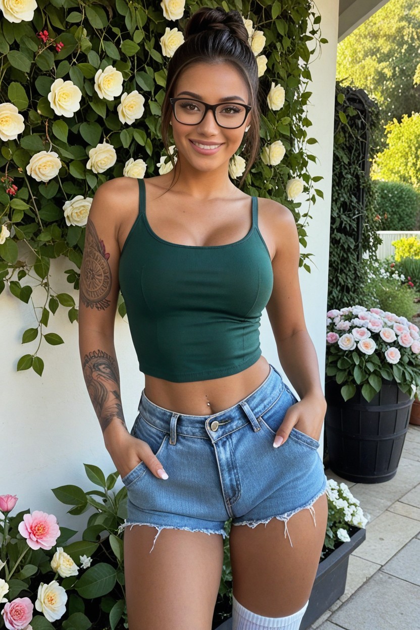 Jeans Shorts, Indonesian Woman, Cameltoe AI Porn