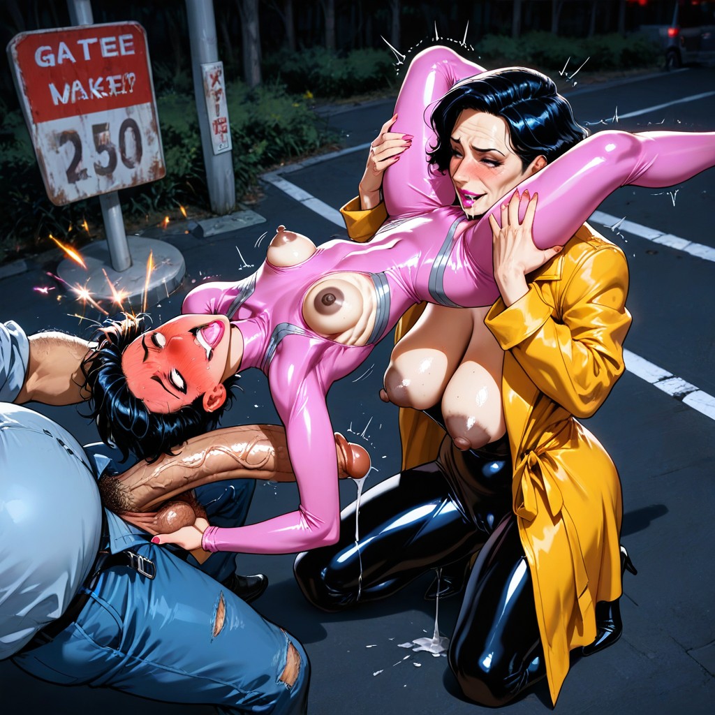 Truck Stop, Dark Background, Puffy Areolas Hentai AI Porn
