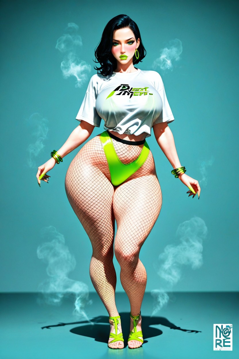 Graphic Tee, Perfect Breasts, Full Body AI Porn