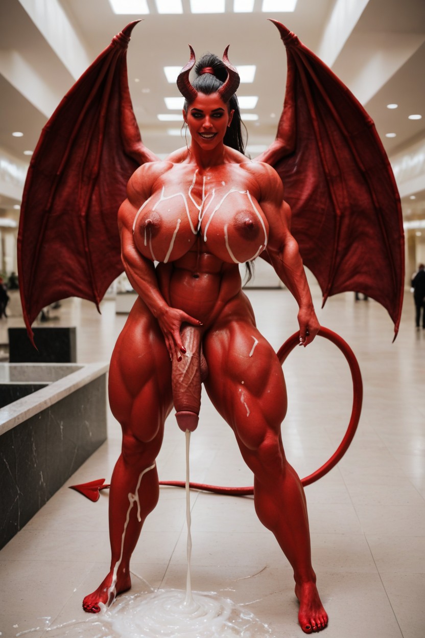 Succubus, Gigantic Serratus Anterior, Black Hair Shemale AI Porn