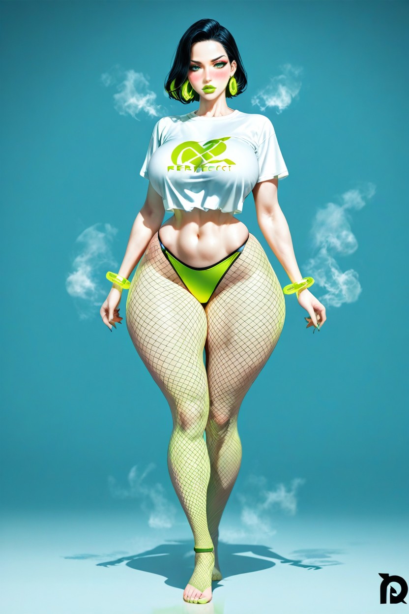 Steam, Front View, Black Hair AI Porn