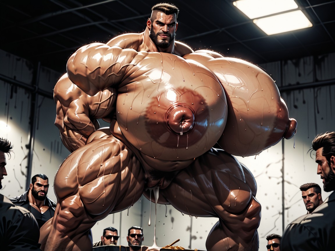 Breast Expansion, Bearded, Sweaty AI Porn