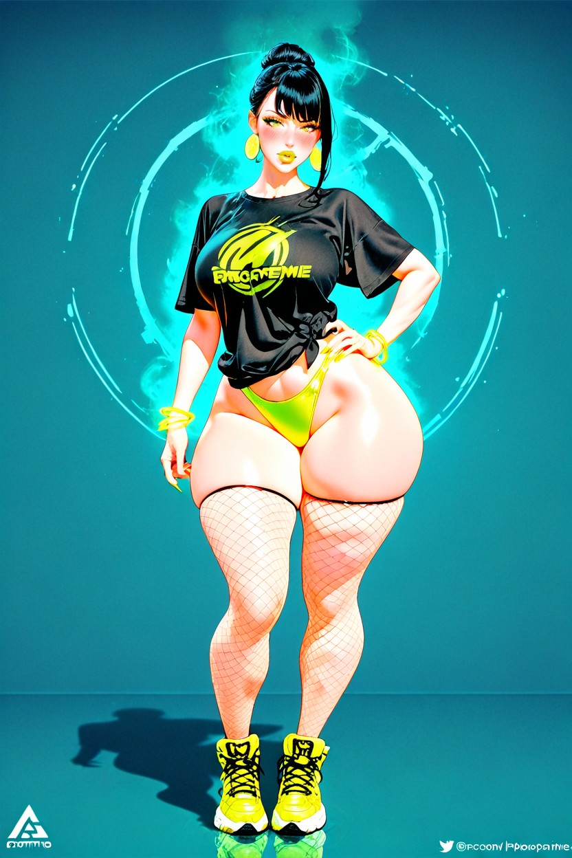 Full Body, Fishnets, Round Thighs AI Porn