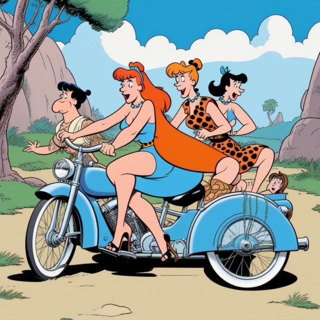 Classic Comic Artstyle, Classic The Flintstones Comic, Fred Flintstone Is Female AI Porn