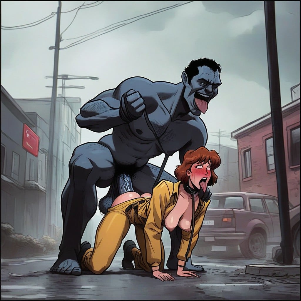 Bigger Man, Thick Cock, Loose Unzipped Yellow Jumpsuit Hentai AI Porn
