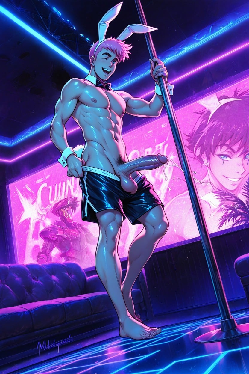 Ghibli Artstyle, Cyberpunk, Pubic Hair AI Gay Porn