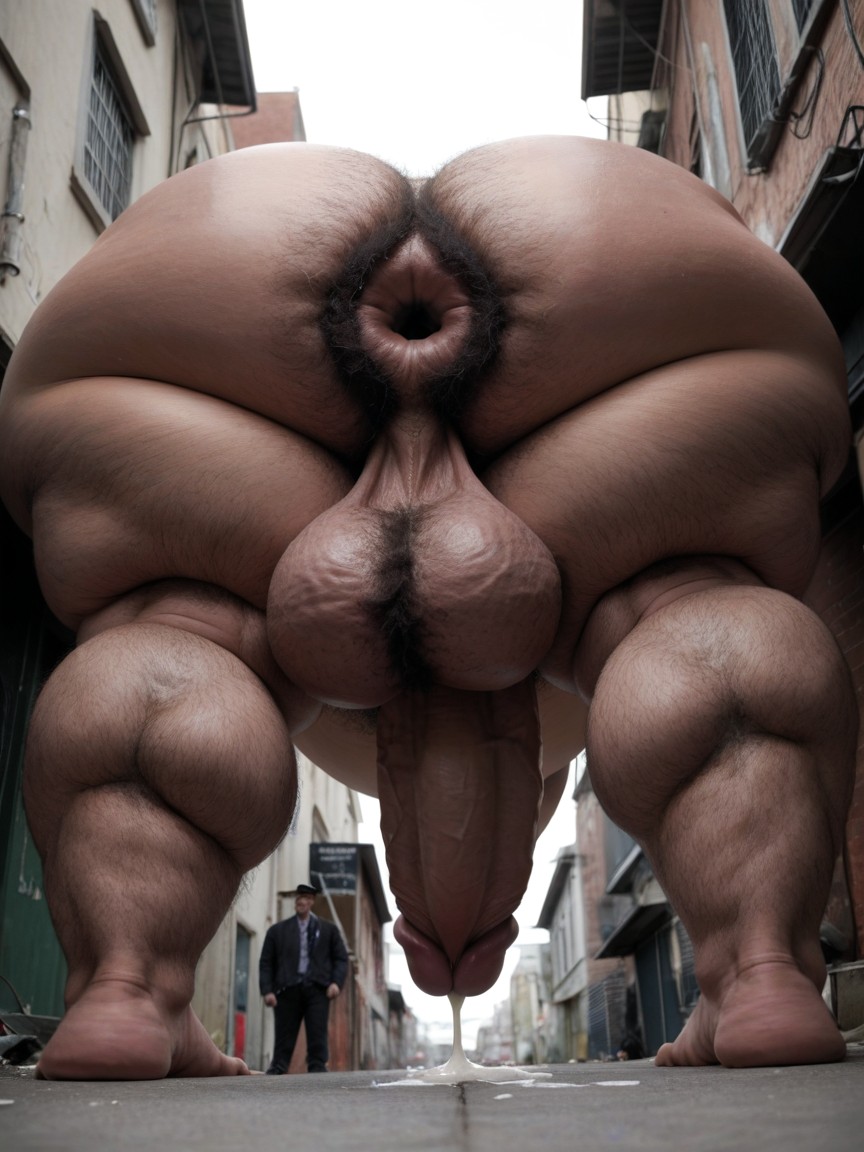 Hyper Puffy Gaping Anus, Hyper Cock, Alley AI Gay Porn