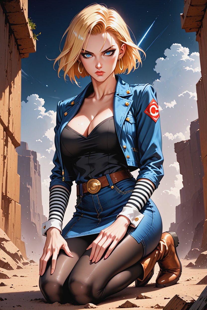 Detailed Body, Denim Skirt, Blue Denim Jacket Porno IA Hentai