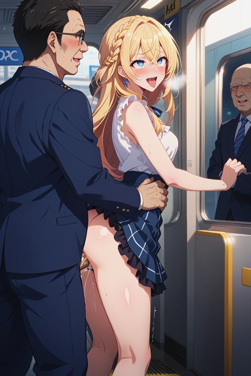 Bounce Lines, On Train Filled With Men, Back Crooked Hentai AI Porn