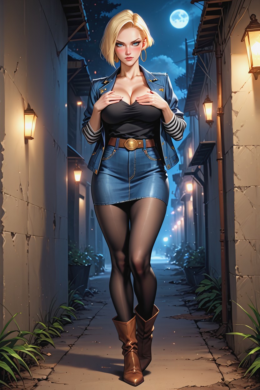 Long Black And White Striped Sleeves, Thick Eyelashes, Hyperrealistic Hentai IA