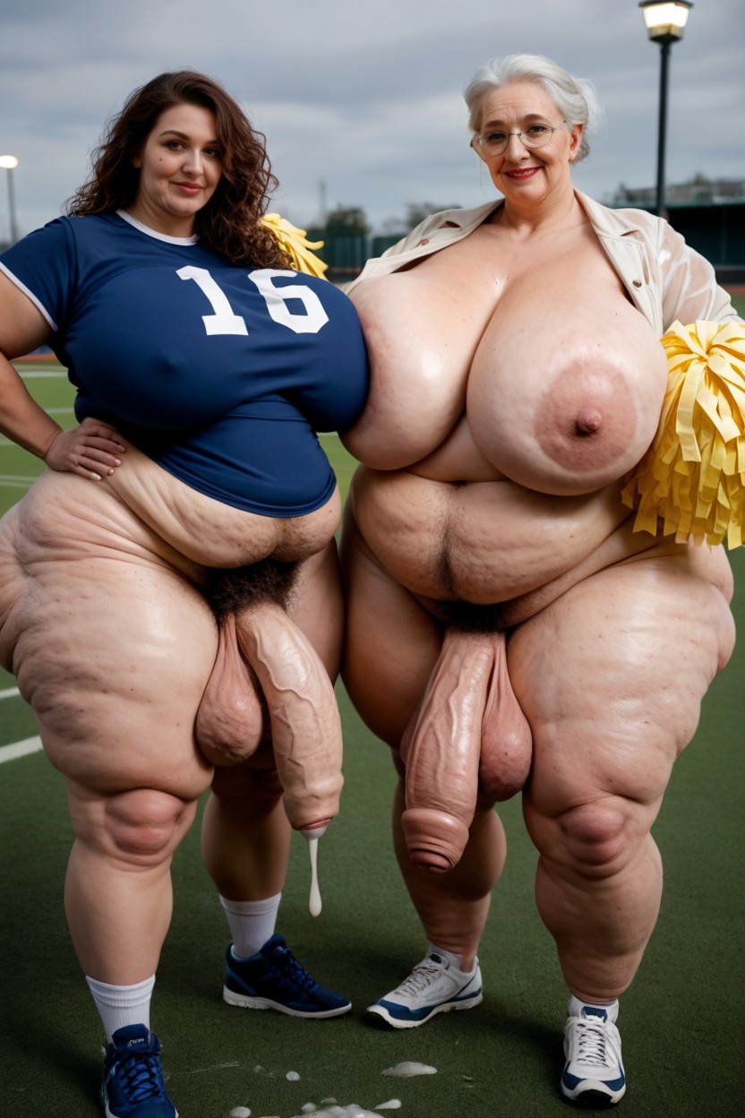 60+, Wide View Extremely Large Ass Saggy Parted Breasts, Plump Lips AI Porn