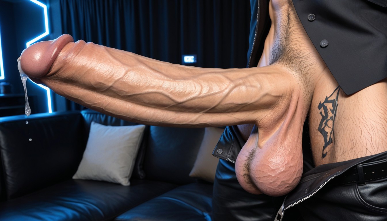 Darkness, Leather Couch, Sweaty AI Gay Porn